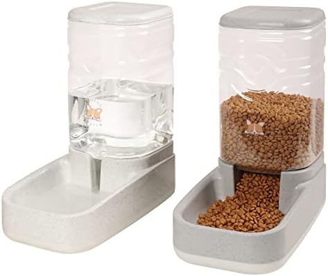 ELEVON Automatic Dog Cat Gravity Food And Water Dispenser Set With Pet Food Bowl For Small Large Pets Puppy Kitten Rabbit Large Capacity(Black)
