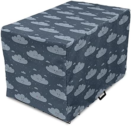  Lunarable Food Art Dog Crate Cover, Autumn Cozy Cartoon Sketchy Pattern Of Pie Bottle Jar And Hearts, Easy To Use Pet Kennel Cover For Small Dogs Puppies Kittens, 48 Inch, Slate Blue And Dark Pink