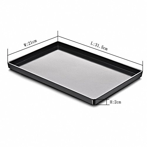 OMEM Reptile Food Bowl, Large Water Dish, Feeding Dish, Tortoise Bowl (M, Black Smooth)