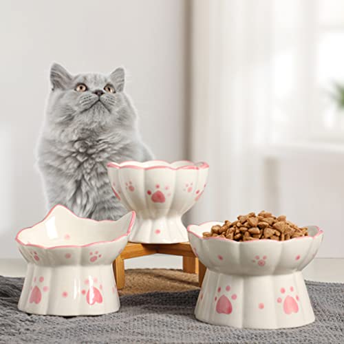  AlTurn 2pcs Cat Bowl Elevated Pet Bowl Ceramic Slanted Cat Bowl Raised Pet Water Dispenser Drink Water Food Dish Feeding Bowl Cat Feeder For Pet Cats Dogs