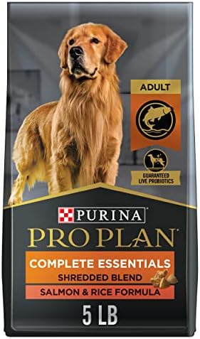  Purina Pro Plan High Protein Dog Food With Probiotics For Dogs, Shredded Blend Salmon & Rice Formula - 5 Lb. Bag