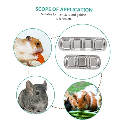  4 Pcs Stainless Steel Plate Nut Tray Automatic Rabbit Feeder Nut Dispenser Pet Feeder Plate Hamster Food Tray Rabbit Food Dish Fodder Tray Small Feeding Tray Stainless Feeding Tray