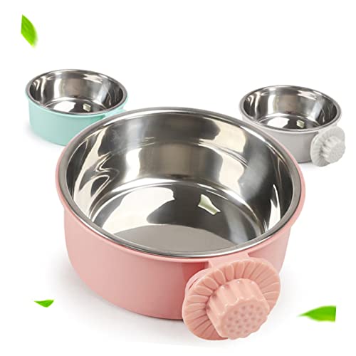  Balacoo 3pcs Cat Grey Steel Cage Macaw Stainless Coop S Bird Dog Pet Hanging Cup Bowl Feeders Food Animal Bows Cockatiel Dish Size Parakeet Feeding Budgies Bowls Birds Supplies For