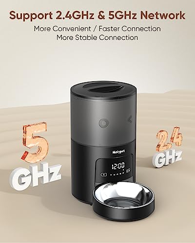  Molypet Automatic Cat Feeders - 5G WiFi Pet Feeder With APP Control, 4L Dry Food Dog Feeder With Low Food & Blockage Alarms, 1-10 Meals Per Day, Up To 10s Meal Call For Pets