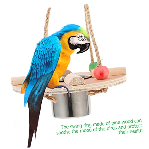 EVANEM Bird Swing Food Cup Comida Para Periquitos Cockatiel Stainless Steel Container Wild Bird Feeder Cockatiel Feeders Water Bowl Birdcage Hanging Bowl Parrots Feeding Swing Feed Water