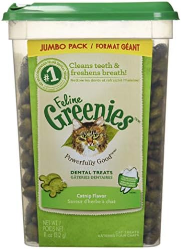  FELINE GREENIES Natural Dental Care Cat Treats Catnip Flavor, 5.5 Oz. Pack