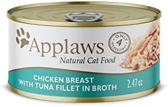  Applaws Natural Wet Cat Food, 24 Pack, Limited Ingredient Food For Cats, Chicken Breast With Cheese In Broth, 2.47oz Cans