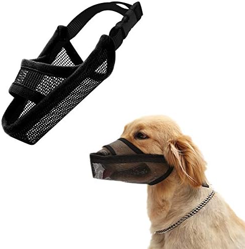  CILKUS Nylon Dog Muzzle Air Mesh Breathable For Small Medium Large Dogs, And Stick Out Tongue Drinkable Pet Muzzle For Anti-Biting Anti-Licking (Large, Black)
