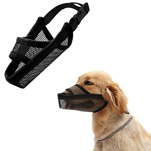  CILKUS Nylon Dog Muzzle Air Mesh Breathable For Small Medium Large Dogs, And Stick Out Tongue Drinkable Pet Muzzle For Anti-Biting Anti-Licking (Large, Black)