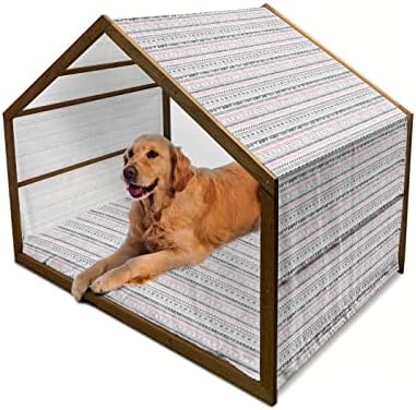  Lunarable Farming Wooden Pet House, Organic Cucumbers Dill Pickles Healthy Food Vegetables Salad Homemade, Outdoor & Indoor Portable Dog Kennel With Pillow And Cover, Large, Fern Green And Emerald