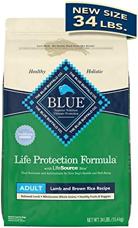  Blue Buffalo Dog Food, Life Protection Formula, Natural Chicken & Brown Rice Flavor, Adult Dry Dog Food, 34 Lb Bag