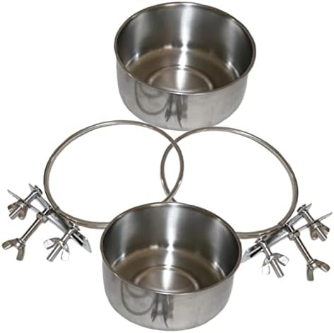  Bird Cage Mount Bowl Stainless Steel Dog Bowls 2pcs Feeder Silver Alloy Stainless Steel Rabbit Food Metal Bird Feeder