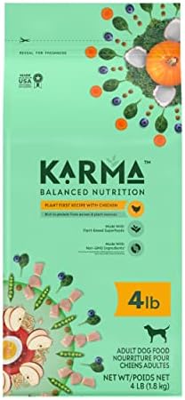  KARMA BALANCED NUTRITION Plant-First Recipe, Adult Natural Dry Dog Food With Chicken, 4 Lb. Bag