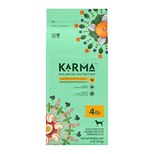  KARMA BALANCED NUTRITION Plant-First Recipe, Adult Natural Dry Dog Food With Chicken, 4 Lb. Bag