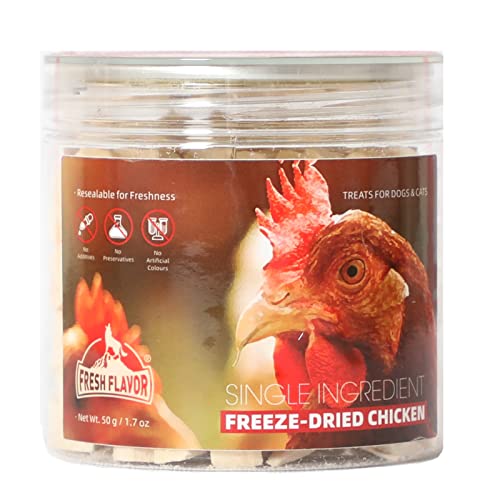  Pwshymi Freeze Dried Dog And Cat Treats, Chicken Pet Freeze Dried Cat Food Treats Dried Chicken Dried Treats For Training, Topper Or Snack(Chicken Cube)