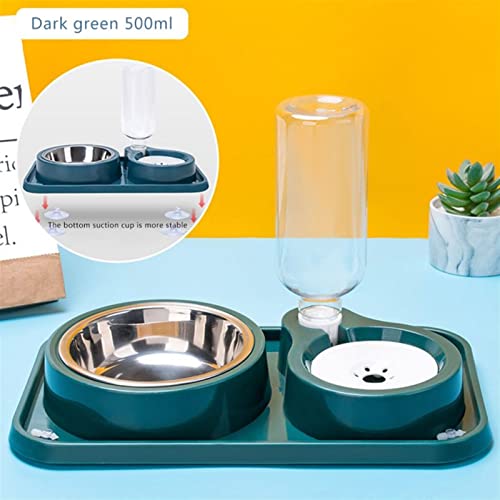  AYENCI Cat Automatic Water, Dog Cat Food Bowl Automatic Feeder With Water Dispenser Dog Drinking Bottle Pet Food Container Detachable Stainless Steel Bowl (Color : QG)