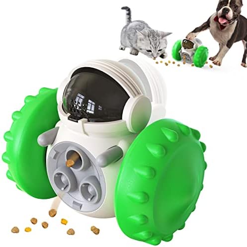  Pet Treat Dispensing Puzzle Slow Feeder Toys For Small And Medium Dogs,Fun Multifunction Interactive Chase Dog Cat Toys,Pet Leaky Food Tumbler Toy, Great Alternative To Dog Bowl For Dogs (Yellow)