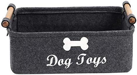  Morezi Felt Pet Toy Box And Dog Toy Box Storage Basket Chest Organizer - Perfect For Organizing Pet Toys, Blankets, Leashes And Food - Dog Toy - Dark Grey