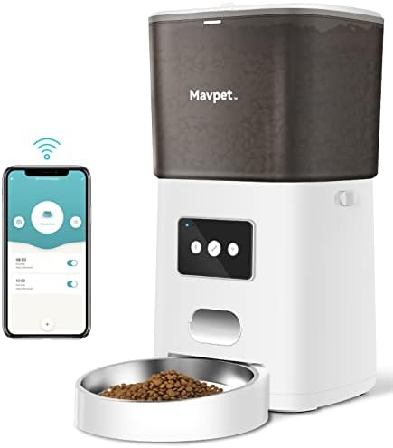  6L Automatic Cat Feeder, 2.4G WiFi Smart Dry Food Dispenser, Detachable Pet Feeder With Two Stainless Steel Bowls & Meal Splitter, APP Control, 10s Voice Recording, Up To 15 Meals Per Day