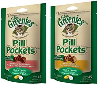  Greenies Feline Pill Pockets Cat Treats, (2), 1.6 Oz. Bags (90 Treats)