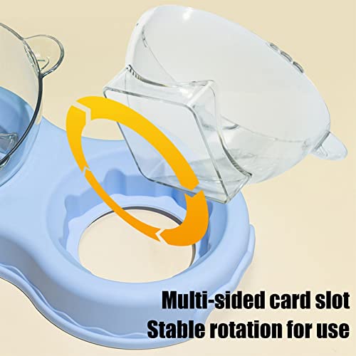  AYENCI Cat Automatic Water, Triple Dog Bowls 15-Degree Tilted Dog Food Dishes 3-in-1 Pet Double Food Dishes With Gravity Water Bottle Removable Wet Dry Food (Color : Light Blue)