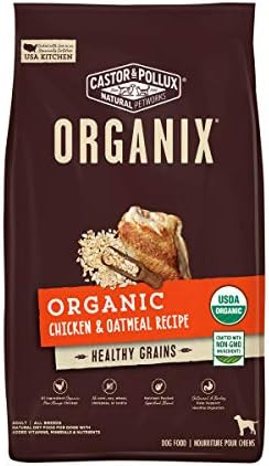  Castor And Pollux ORGANIX Organic Dog Food, Chicken And Oatmeal Recipe Dry Dog Food - 10 Lb. Bag