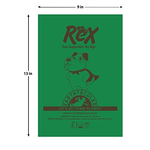  REX Certified Home Compostable Dog Poop Bags, Plant-Based, Unscented, Ultra Thick And Leak-Proof, 9 X 13 Waste Bags, 360 Count