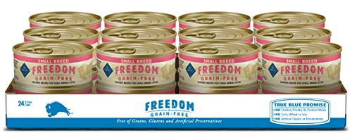  Blue Buffalo Freedom Grain Free Natural Adult Small Breed Wet Dog Food, Chicken 5.5oz Cans (Pack Of 24)