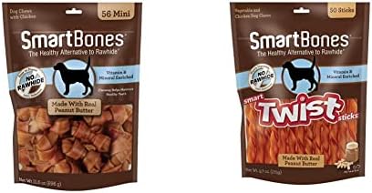  SmartBones Mini Chews With Real Peanut Butter 32 Count, Rawhide-Free Chews For Dogs