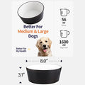  Addogyy Black Elevated/Raised Dog Bowl Ceramic With Wood Stand For Medium Large Breed,Dog Food Water Dish Heavy Wighted, Non Slip Modern Cute Porcelain Pet Bowl Extra Large Wide Mouth