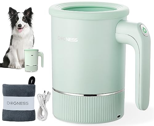  DOGNESS Automatic Dog Paw Cleaner, Electric Paw Washer For Dogs Portable Paw Cleaner Cup, Dog Foot Cleaning Machine USB Rechargeable, Designed For Medium To Large Dogs (White)