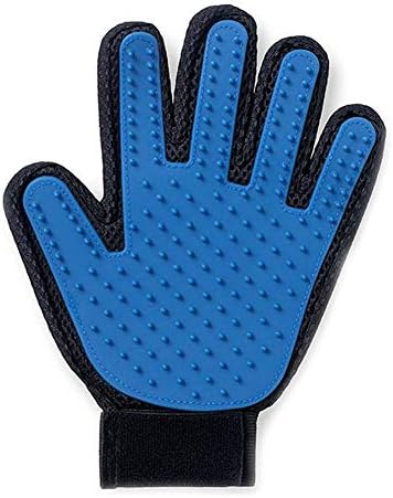  YangYan Cat Grooming Gloves Dog Hair Remover Gentle Deshedding Brush Comb Tool Pet Massage Mitt With Enhanced Long/Short Fur (Color : Blue Left, Size : One Size)