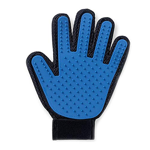  YangYan Cat Grooming Gloves Dog Hair Remover Gentle Deshedding Brush Comb Tool Pet Massage Mitt With Enhanced Long/Short Fur (Color : Blue Left, Size : One Size)