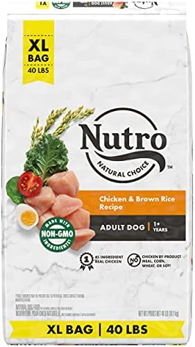  NUTRO NATURAL CHOICE Adult Dry Dog Food, Farm-Raised Chicken & Brown Rice Recipe Kibble, 40 Lb. Bag