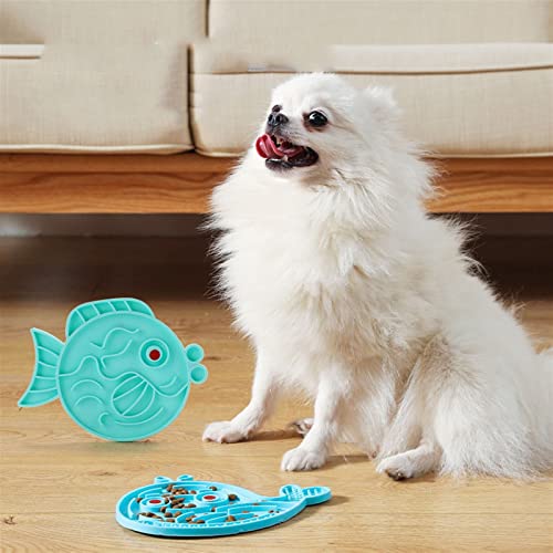  AYENCI Cat Automatic Water, Pet Slow Food Bowl Licking Pad Slow Food Device Cat Bowl Dog Bowl Dog Lick Pad Pet Bowl Dog Bowl Pet Feeder (Color : Goldfish - Blue)