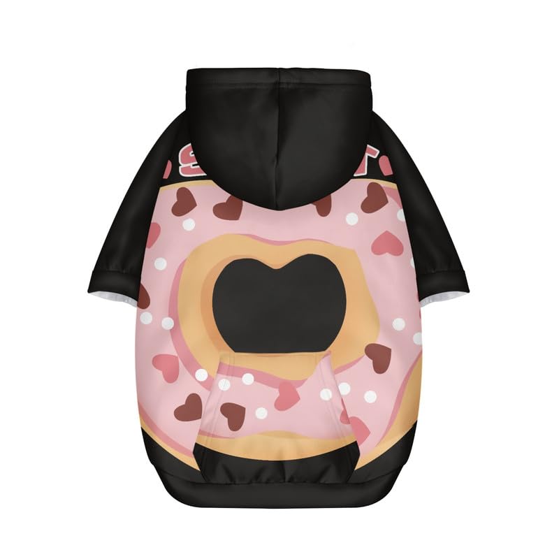  Rivatimrio Doughnut Pink Dessert Basic Dog Hoodie Sweatshirts, Yummy Novelty Sweet Food Pet Clothes Hoodies With Hat, Soft Outfit Coat For Large Medium Small Dogs - S
