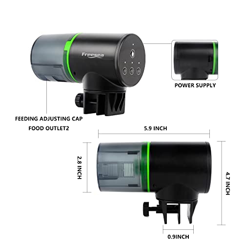  FREESEA Aquarium Automatic Fish Feeder: Vacation Timer Feeder For Fish Tank Electric Adjustable Auto Fish Food Dispenser 0.05 Gal & Two Fixed Methods