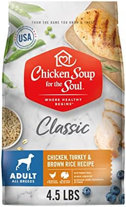  Chicken Soup For The Soul Small Bites Dog Food, Chicken, Turkey & Brown Rice Recipe, 4.5 Lb. Bag | Soy Free, Corn Free, Wheat Free | Dry Dog Food Made With Real Ingredients