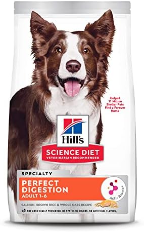  Hill's Science Diet Adult Dog Dry Food, Perfect Digestion, Salmon, Oats, & Rice Recipe, 12 Lb. Bag