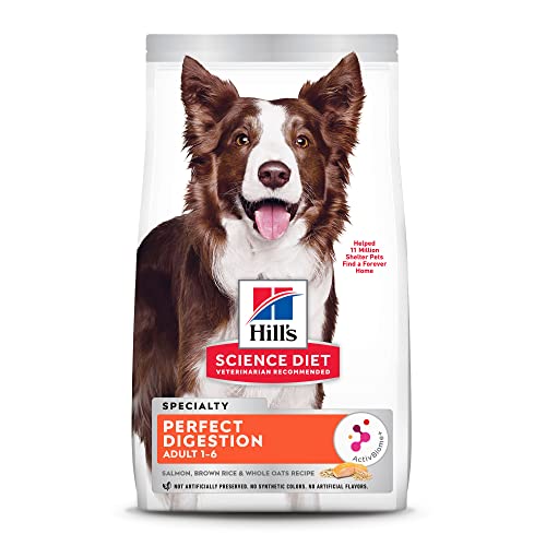  Hill's Science Diet Adult Dog Dry Food, Perfect Digestion, Salmon, Oats, & Rice Recipe, 12 Lb. Bag