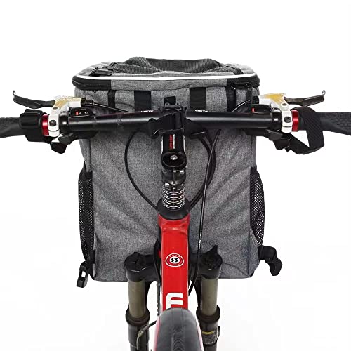  Pet Bicycle Carrier Dog Bike Basket Bag With Reflective Stripe Adjustable Shoulder Strap Pet Travel Bag Safe Dog Backpack Carrier For Small-Medium Cat Dog Bicycle Pet Outgoing Bag (Grey)