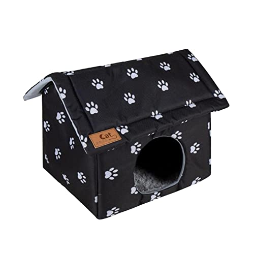  Cat House Dog House,Pet Outdoor Cat House Weatherproof Cat Kennel House Feral Cat House Pet Shelter Semi-Closed Dog Cave Tent Cottage For Pet Warm Cat House In Winter (Color : M)
