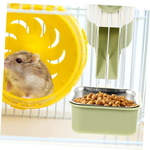  1 Set Dispenser Pig Cat Bird Cage Reusable Guinea Light Household Green Pigs Rat Stainless Bowl Ferrets Container Bunny Supply Feeder Food Accessories Cats Automatic Bowls Rabbits