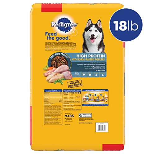  Pedigree High Protein Adult Dry Dog Food Chicken And Turkey Flavor Dog Kibble, 18 Lb. Bag