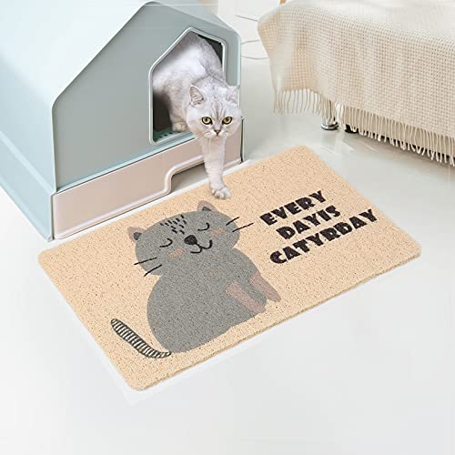  PetEiZi Cat Litter Mat Trap, Pet Food Catching Placemat, Super Cute Easy To Clean 24"×16" Large Durable For Cats And Dogs - Everyday Is Catyrday