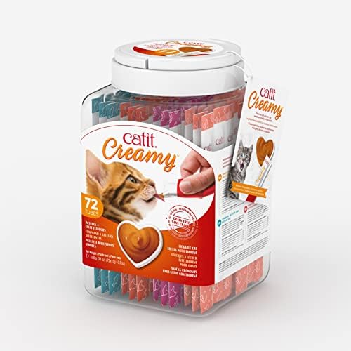  Catit Creamy Lickable Cat Treat, Healthy Cat Treat, Salmon, 30 Pack