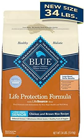  Blue Buffalo Life Protection Formula Natural Senior Large Breed Dry Dog Food, Chicken And Brown Rice 34-lb