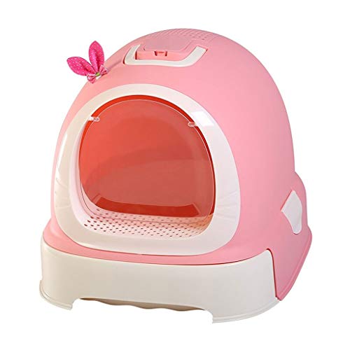  Luckxuan Cat Litter Box Cat Litter Bowl Full Closed Drawer Cat Food Cat Toilet Large Cat Sand Bowl Anti-Splashing Cat Pot Pot Pull Deodorant Cats Litter Pan (Color : Pink)
