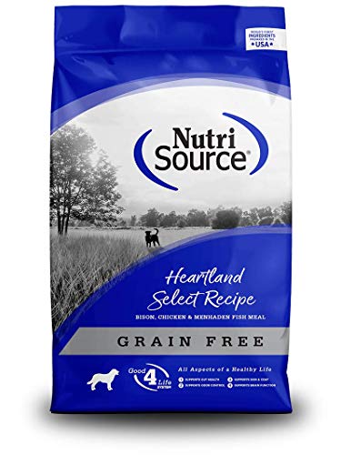 NutriSource Heartland Select Grain-Free Dog Food, Made With Bison, Chicken And Menhaden Fish Meal, 15LB, Dry Dog Food