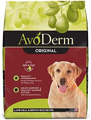  AvoDerm Natural Lamb Meal & Brown Rice Recipe Dry Dog Food, For Allergy Support, 26 Lb